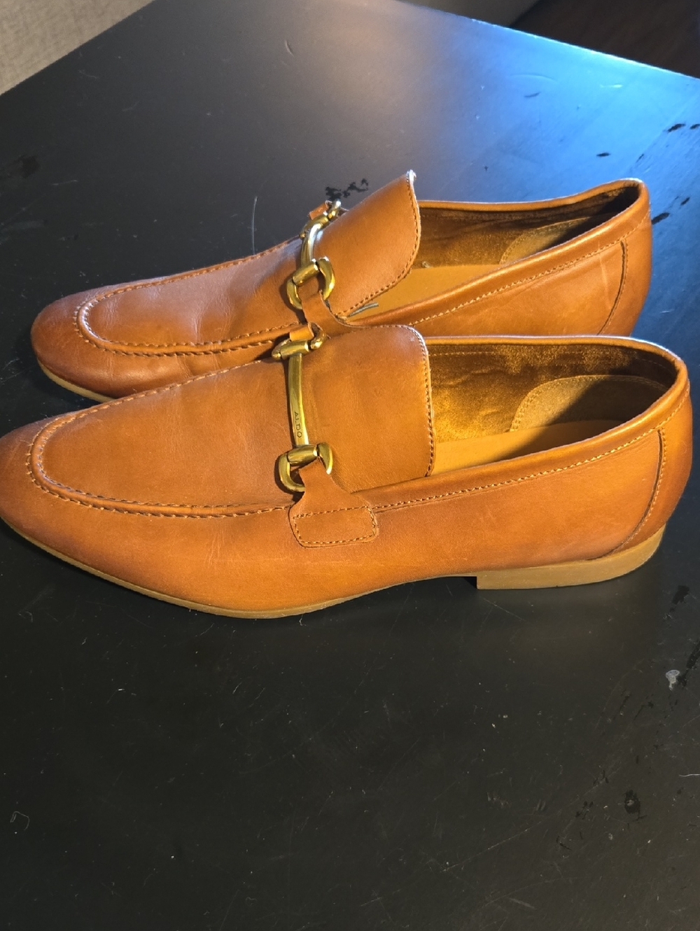 Aldo Cognac Leather Bit Loafers
